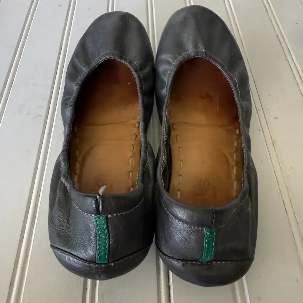 Tieks by Gavrieli Gray Leather Ballet Flats Women’s Size 7 Foldable Shoes